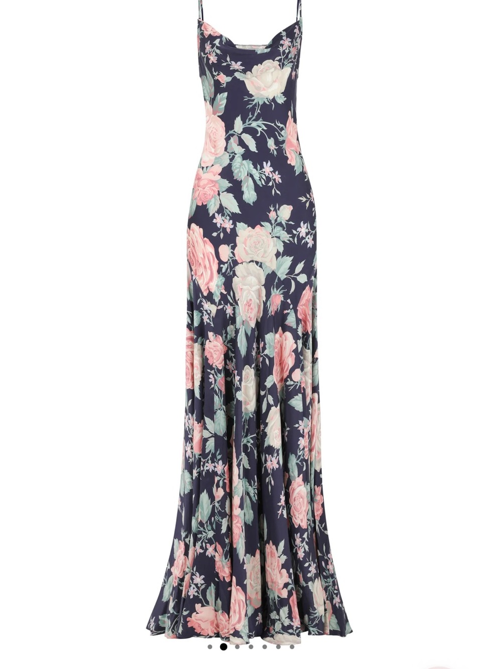Selkie Navy Maxi Dress with Pink Rose Print - Picture 2 of 5